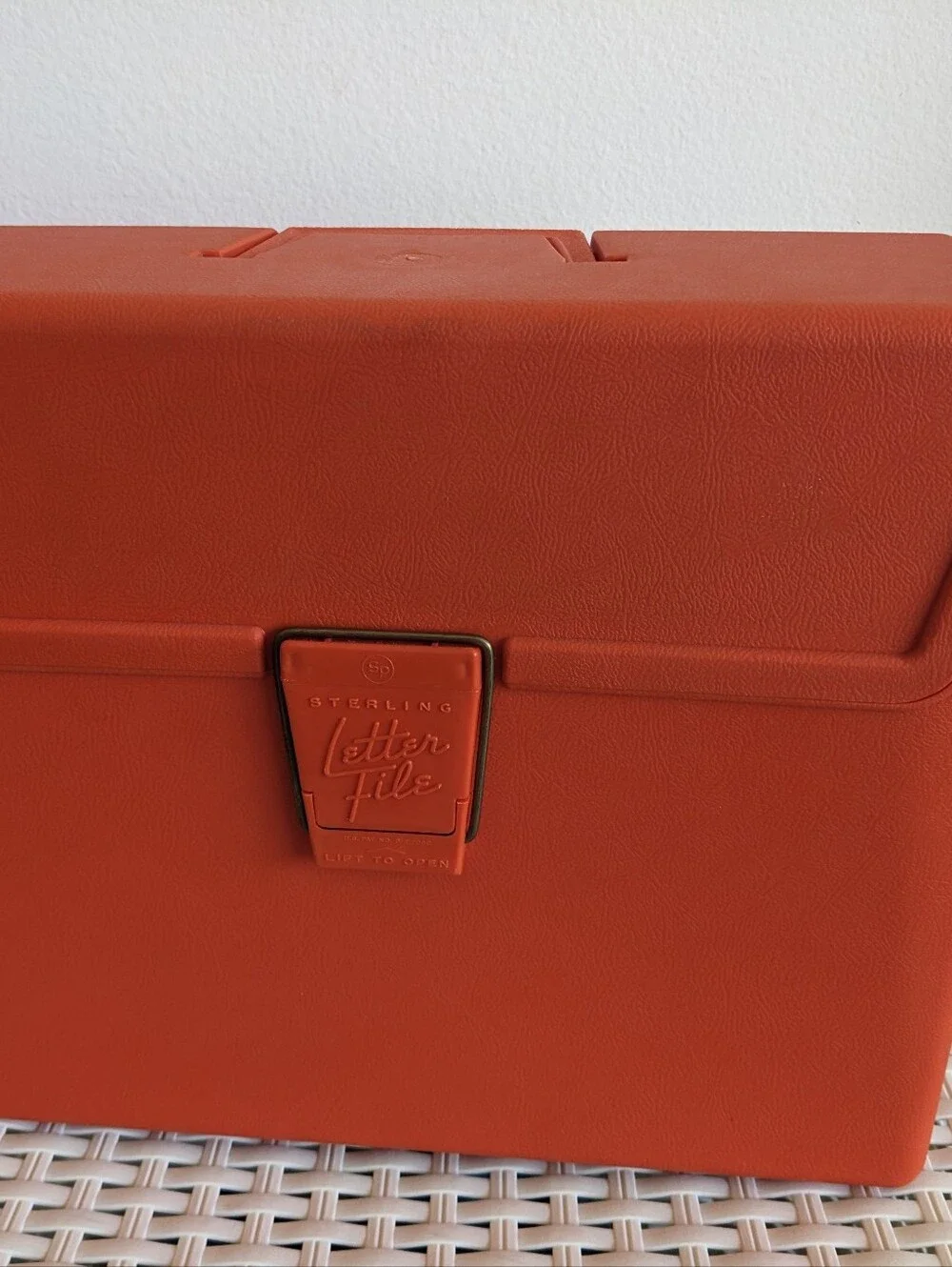 Vintage Sterling Letter File Orange Plastic Storage Box Mid Century Organizer